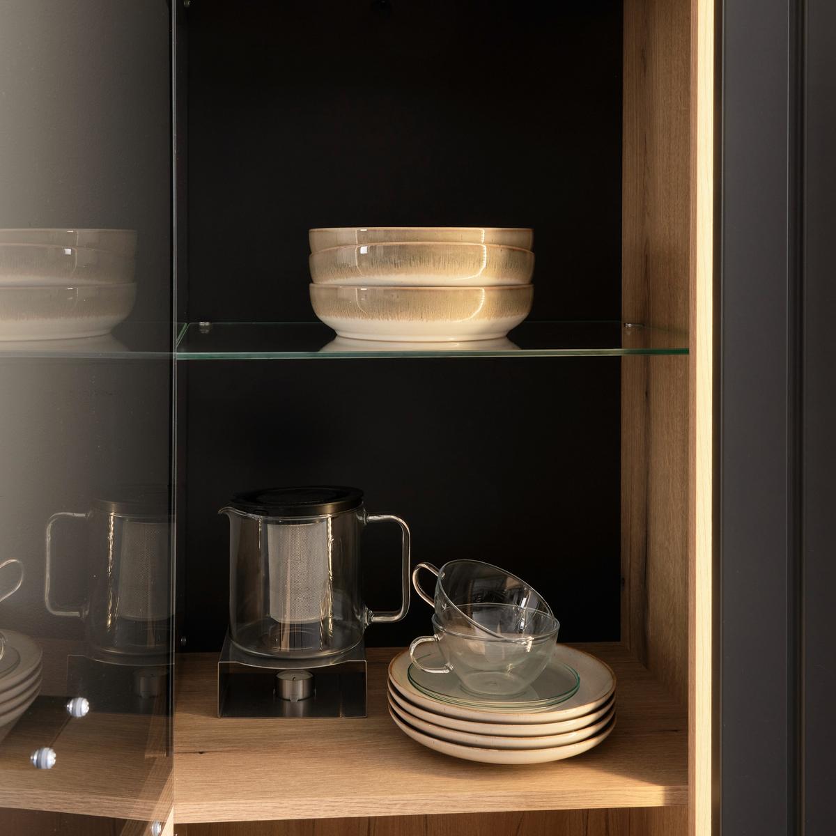 Vitrine Verdana in Eiche/Grau - MODERN, Glas/Holzwerkstoff (93,6/152/44,8cm) - Mömax