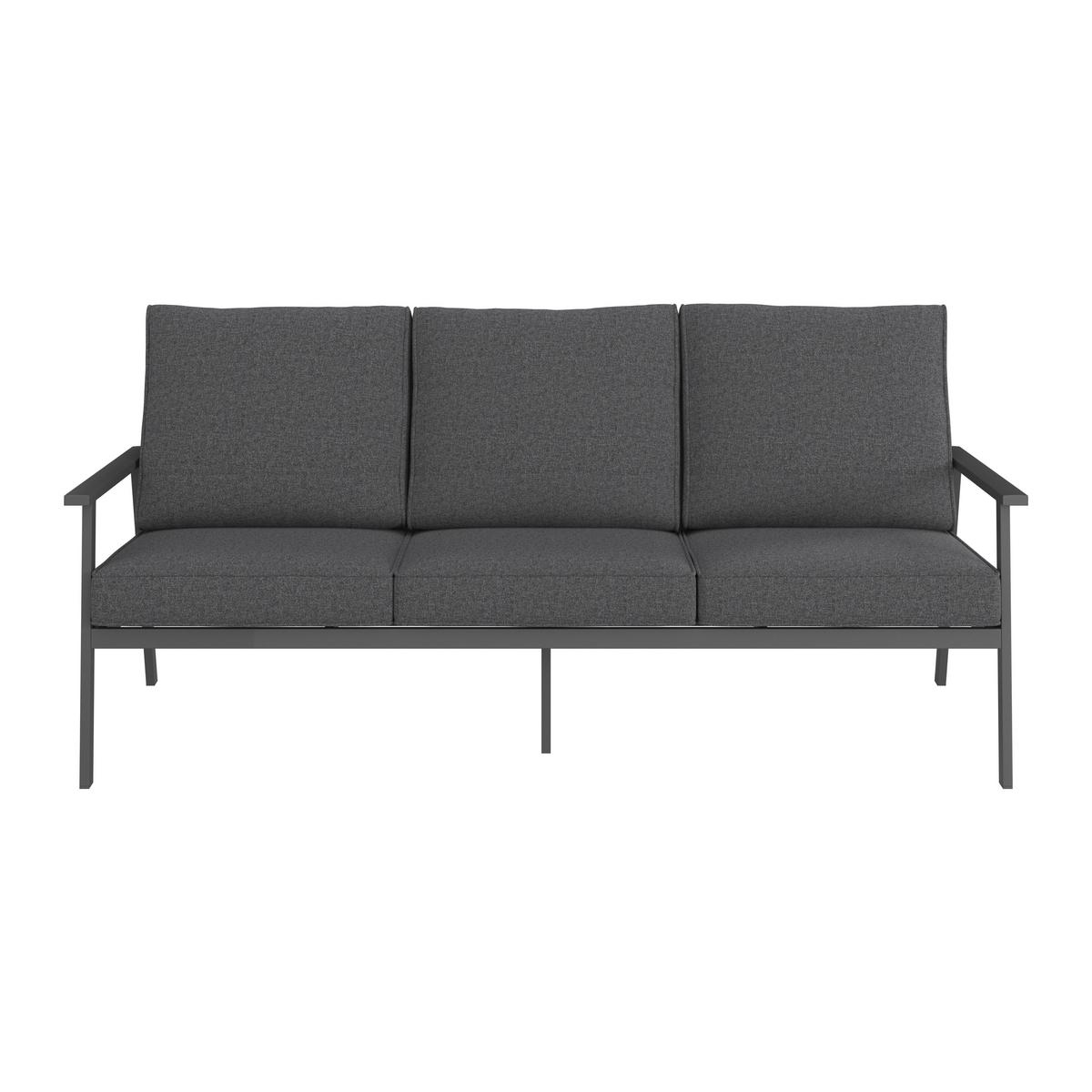 Lounge Garnitura Genua, Črna, Antracit, 4-Delno - črna/antracit, Moderno, kovina/steklo - Beldano