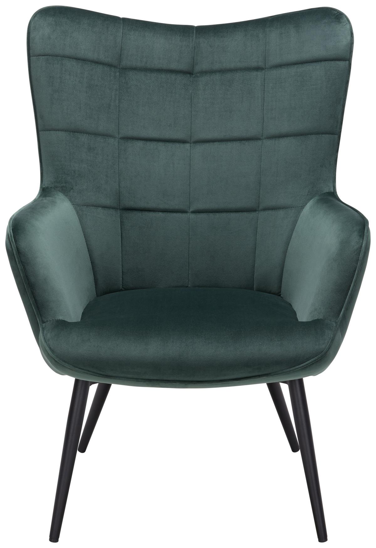 Relaxsessel aus Samt in Grün - Schwarz/Grün, Modern, Textil/Metall (72/98/80cm) - Mömax