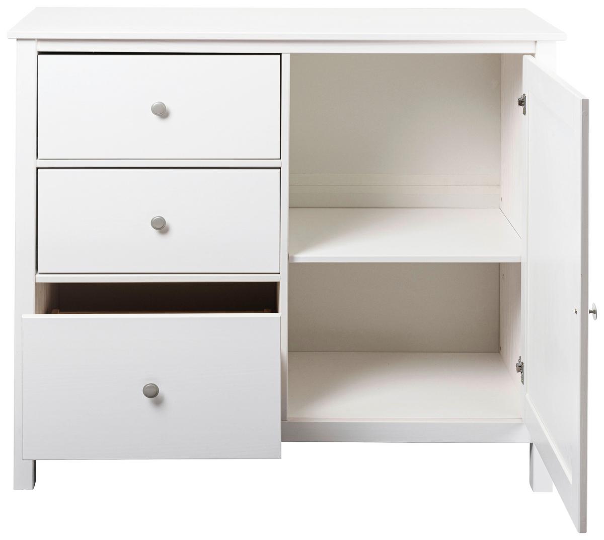 Kommode Chilly Home ca. 110x96x40 cm Weiß - Silberfarben/Weiß, Design, Holz/Metall (110/96/40cm) - Livetastic