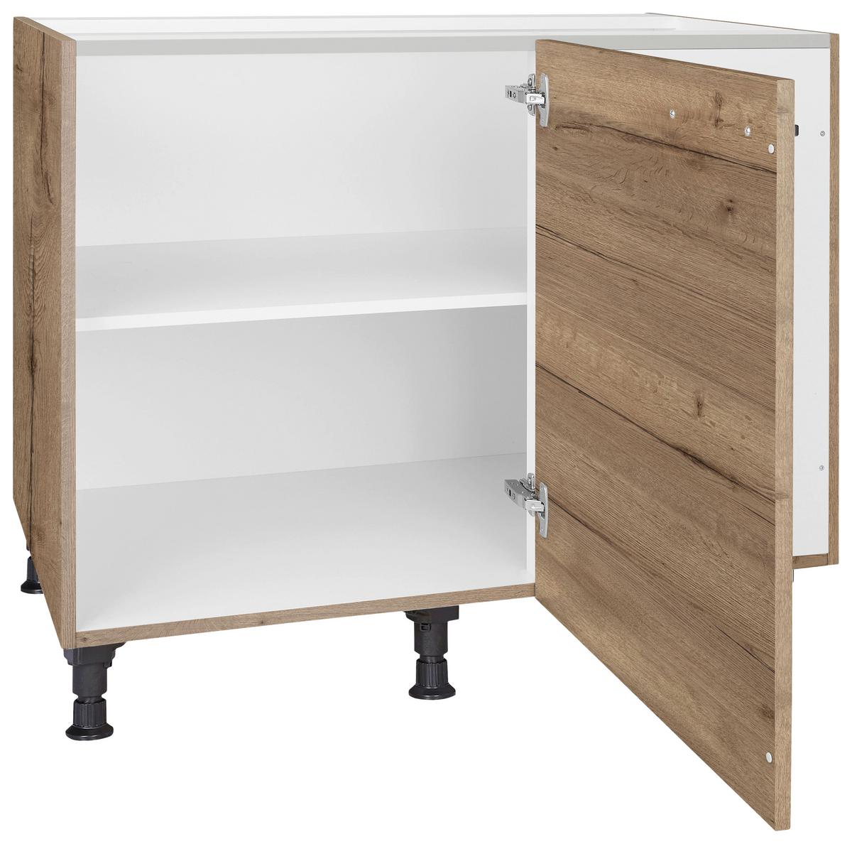 Eckunterschrank Structura Eiche dunkel - Eiche dunkel/Schwarz, MODERN, Holzwerkstoff/Metall (125/87/65cm) - Nobilia