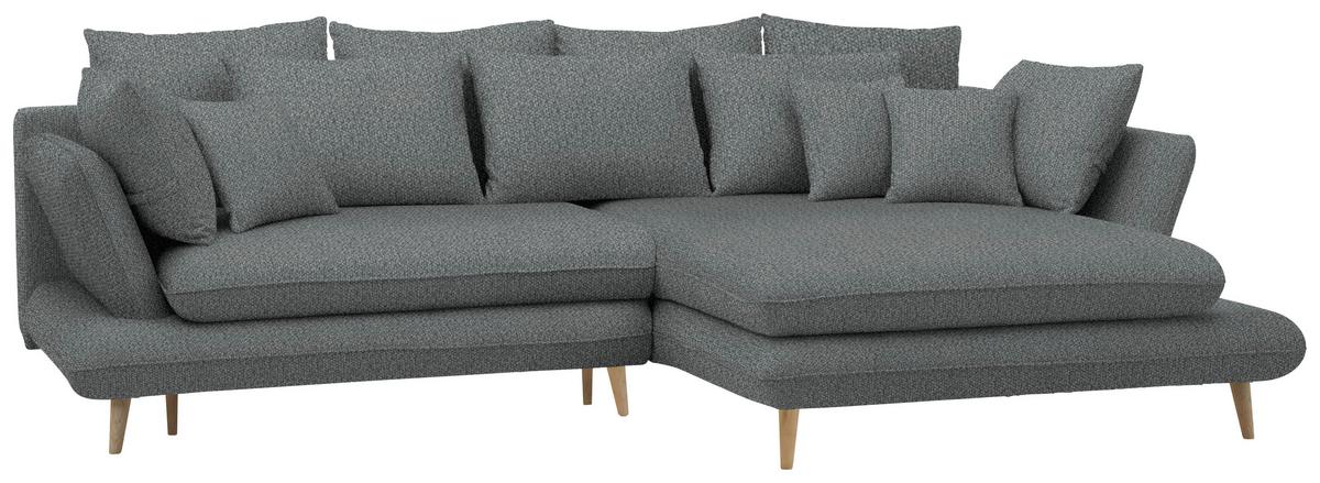 Ecksofa Monte Dunkelgrau - Dunkelgrau/Naturfarben, ROMANTIK / LANDHAUS, Holz/Textil (283/181cm) - Based