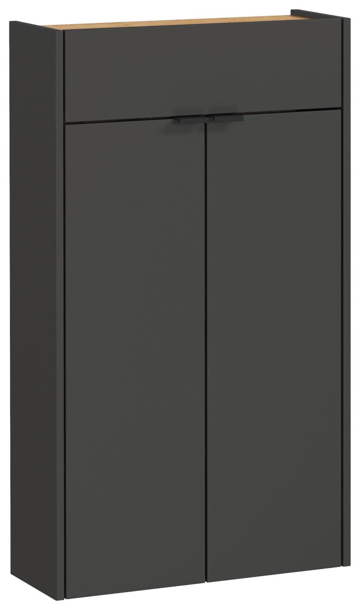 SZAFKA NA BUTY GW-AMECA - kolor dębowy/czarny, Design, materiał drewnopochodny/tworzywo sztuczne (56/97/22cm)