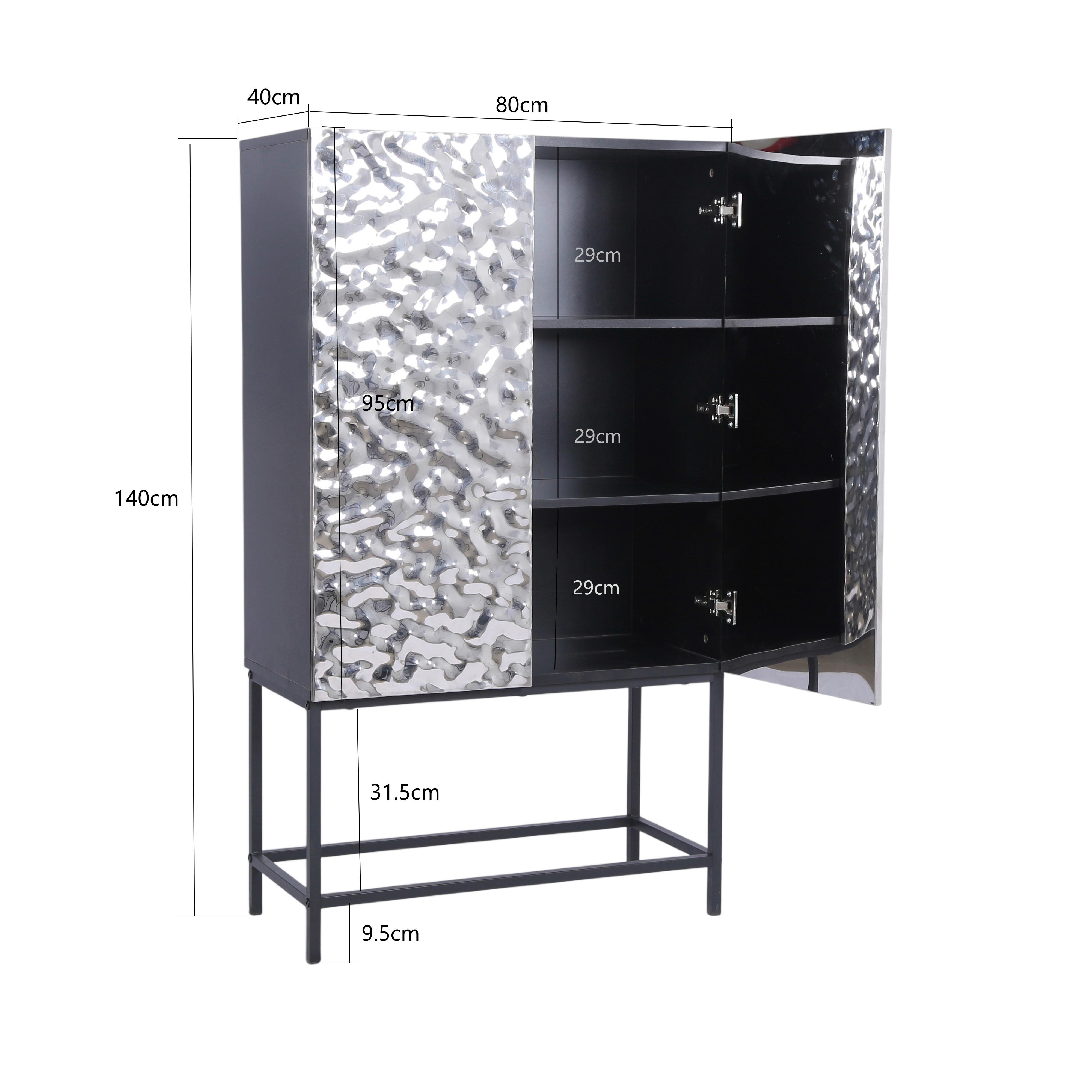 HÖG BYRÅ MARLENE - stålfärgad/svart, Design, metall/trämaterial (80/140/40cm) - Mömax