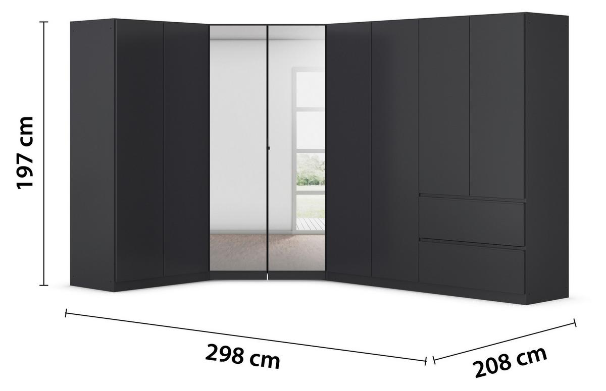 Kotna Omara Za Oblačila Costa, Siva - barve kroma/siva, Moderno, leseni material (208/197/298cm) - Rauch Möbel