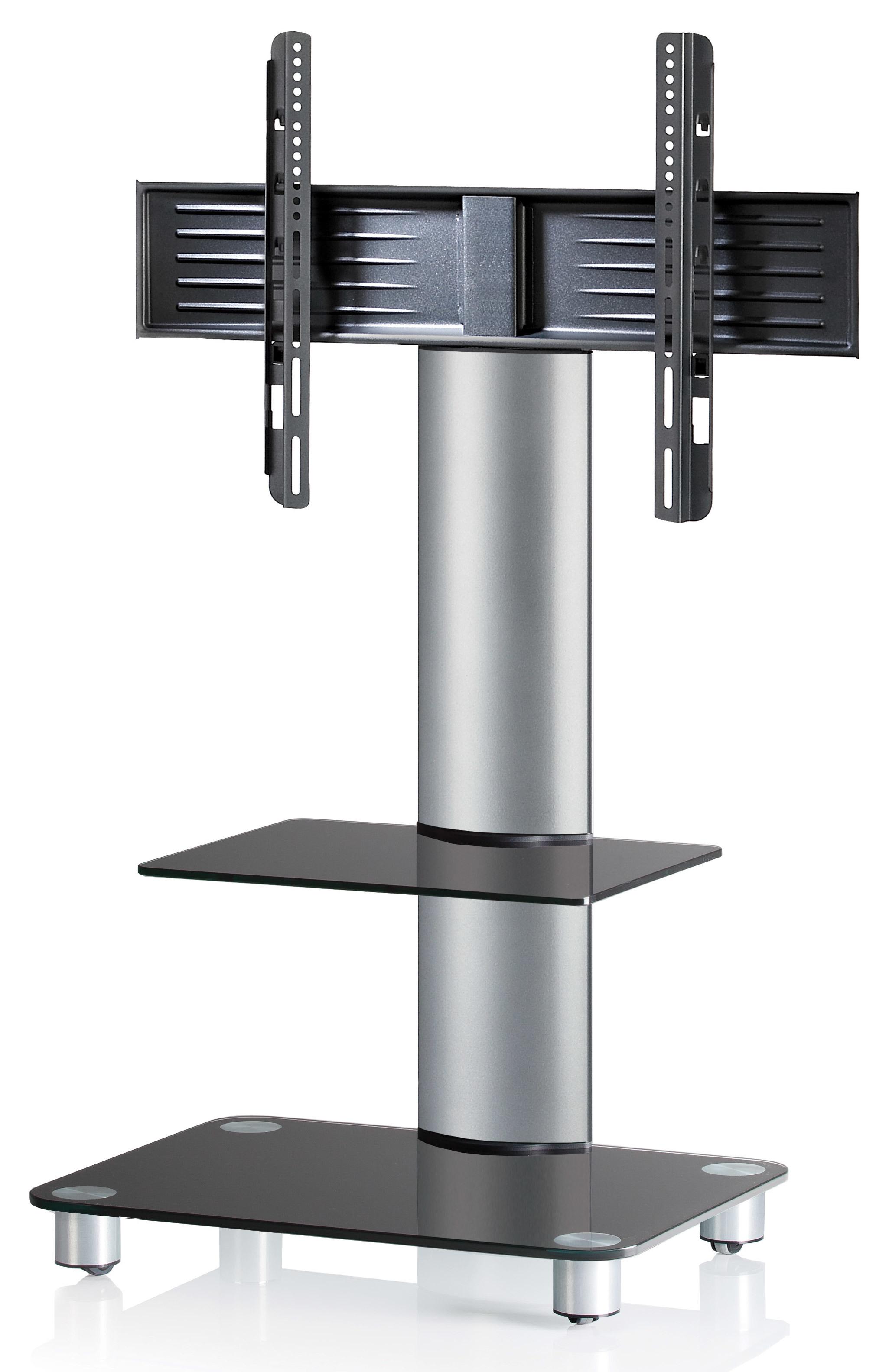 TV-Rack Tosal ca. 60x100 cm Schwarz/Silber - Silberfarben/Schwarz, KONVENTIONELL, Glas/Metall (60/100/44cm) - MID.YOU