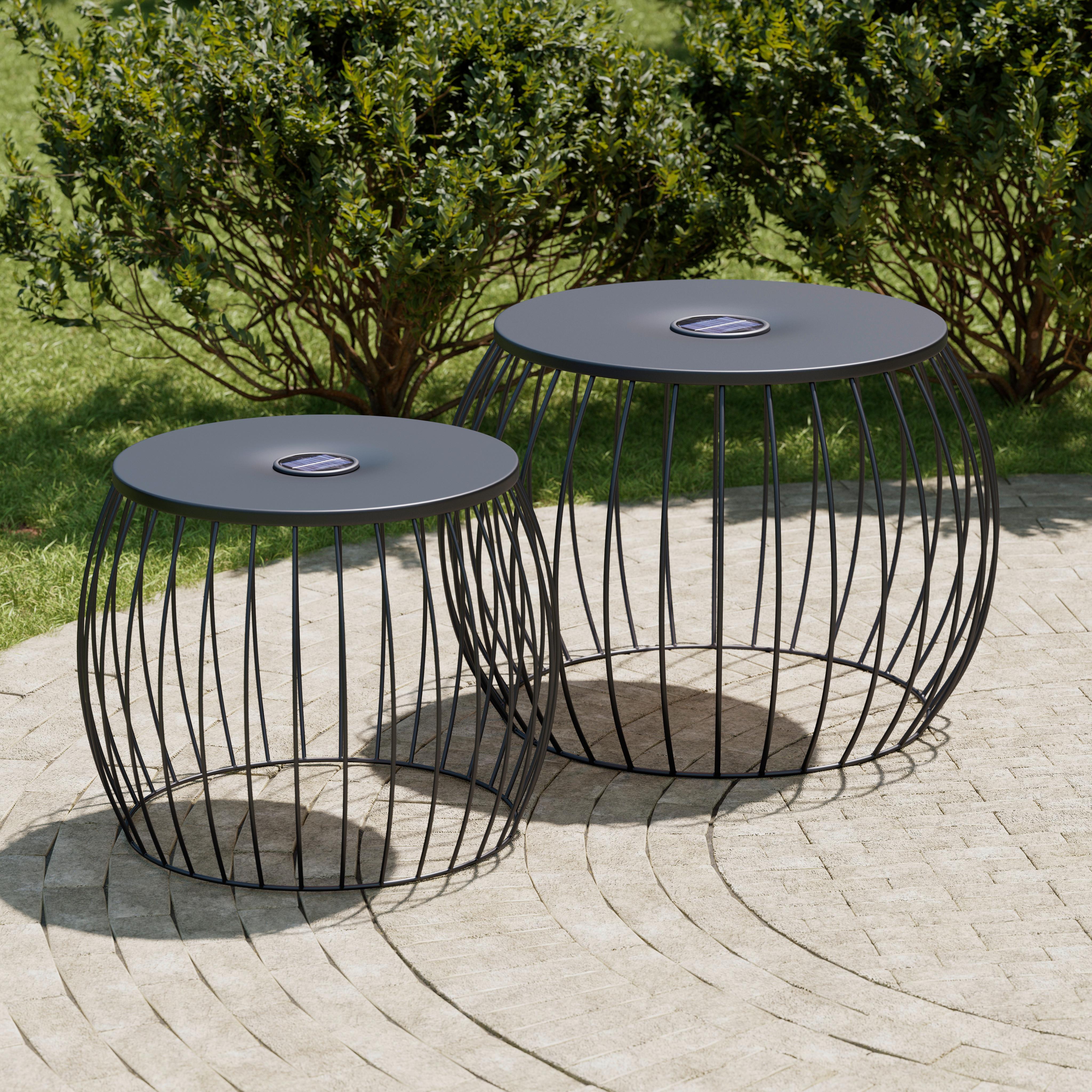 Garten-Beistelltischset Ava Schwarz, 2-teilig - Schwarz, Basics, Kunststoff/Textil - Mömax