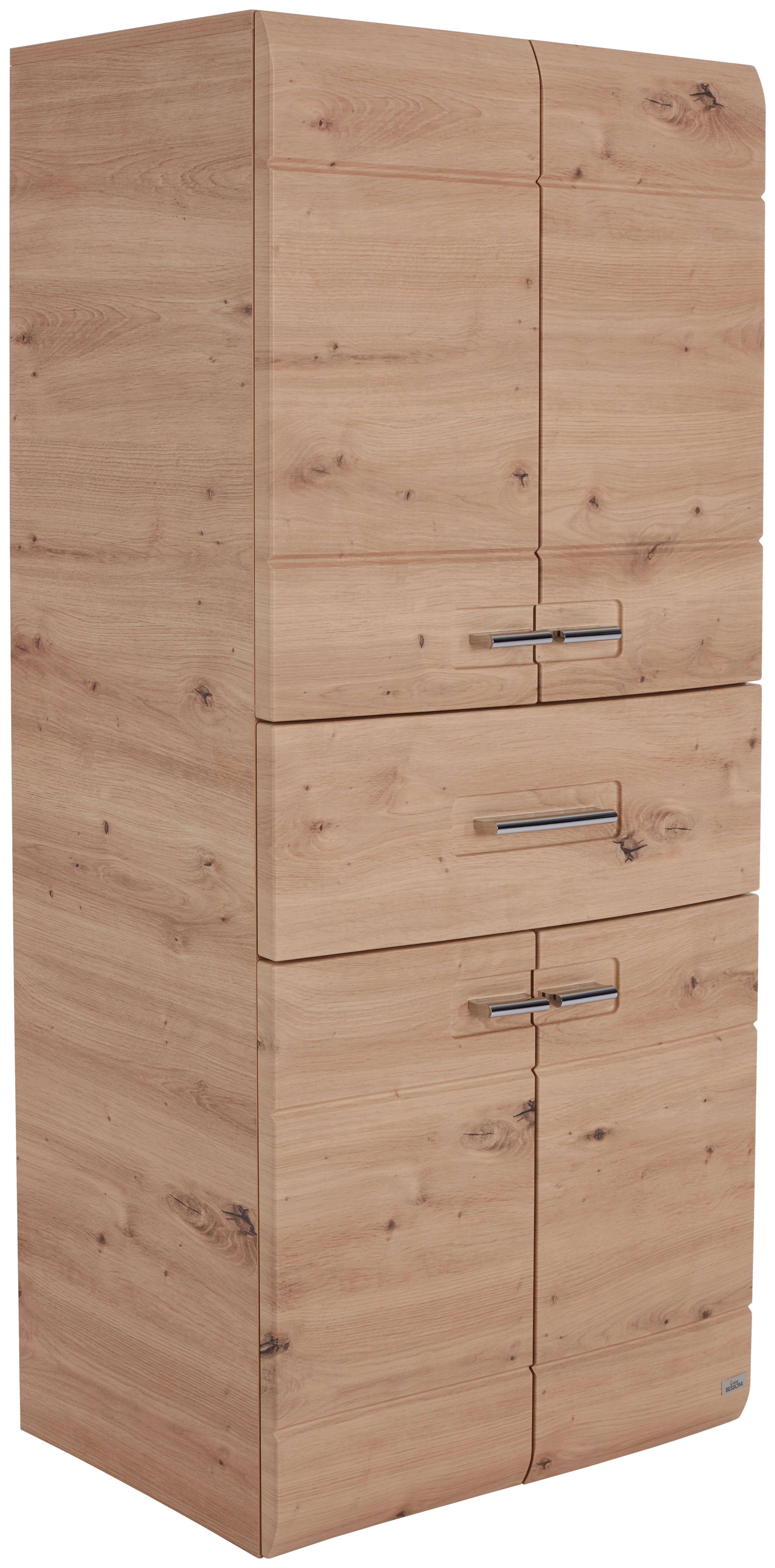 Srednje Visoka Omara Avensis 308 - barve kroma/barve hrasta, Moderno, kovina/leseni material (60/128,5/33cm) - Mömax