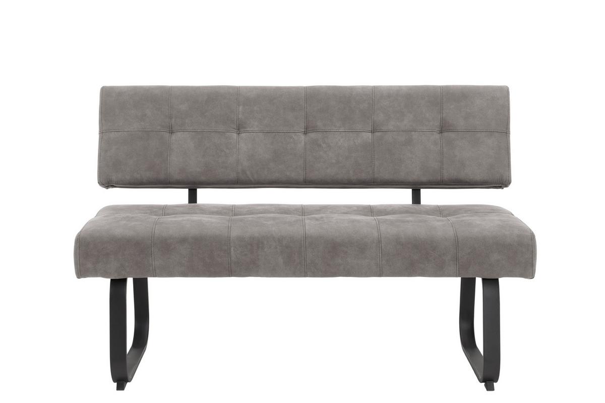 Sitzbank Luise Grau - Dunkelgrau/Anthrazit, Trend, Textil/Metall (140/90/64cm) - MID.YOU