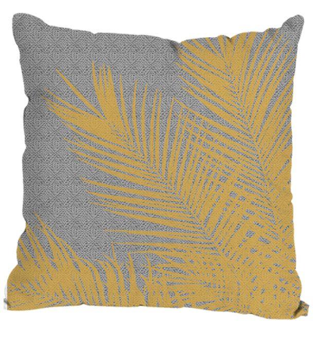Outdoor-Kissen Palmblatt in Gelb/Grau ca. 45x45cm - Gelb/Grau, KONVENTIONELL, Textil (45/45cm) - Modern Living