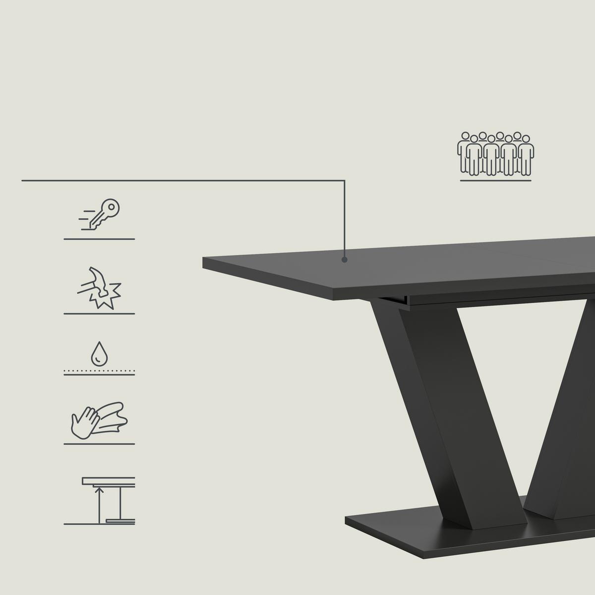 Ausziehtisch Marlon Grau ca. 150-190x90x76 cm - Grau, Trend, Holzwerkstoff (150-190/90/75cm) - MID.YOU