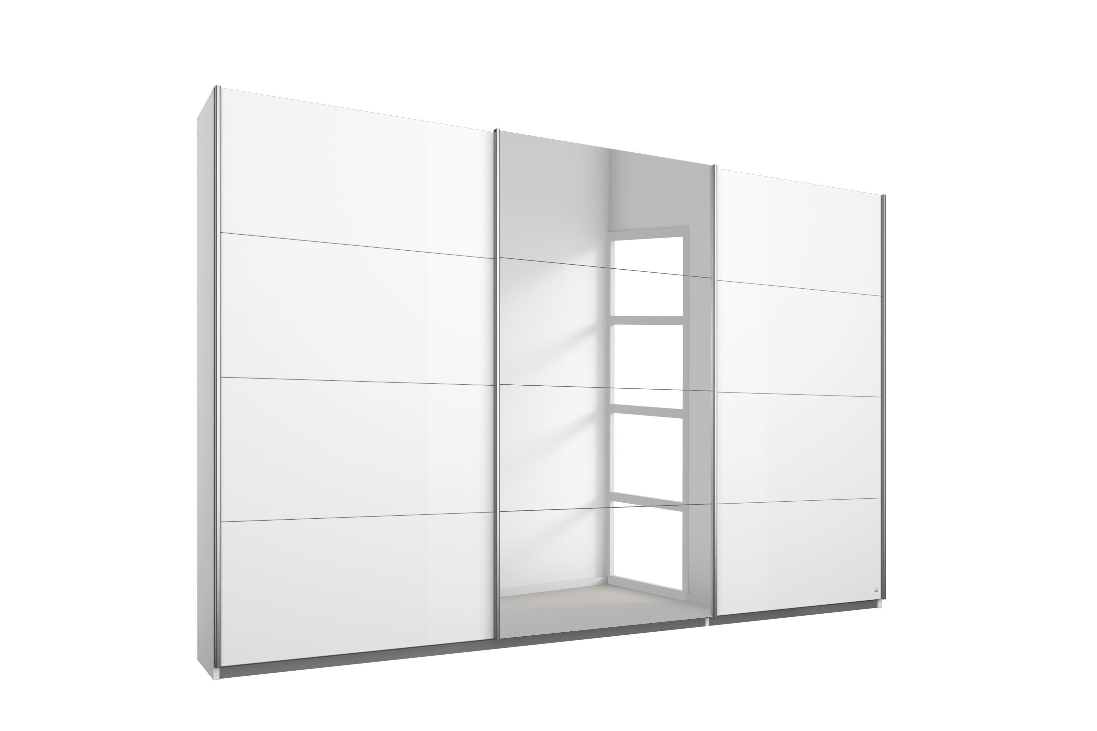 Schwebetürenschrank in Weiß ca. 271x229x62cm - Alufarben/Weiß, KONVENTIONELL, Glas/Holzwerkstoff (271/229/62cm) - Modern Living