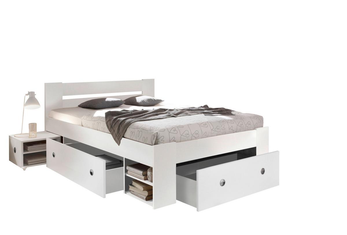 Posteljna Garnitura Stefan, S Predali, 140x200 - bela, Moderno, leseni material (140/200cm) - Boxxx