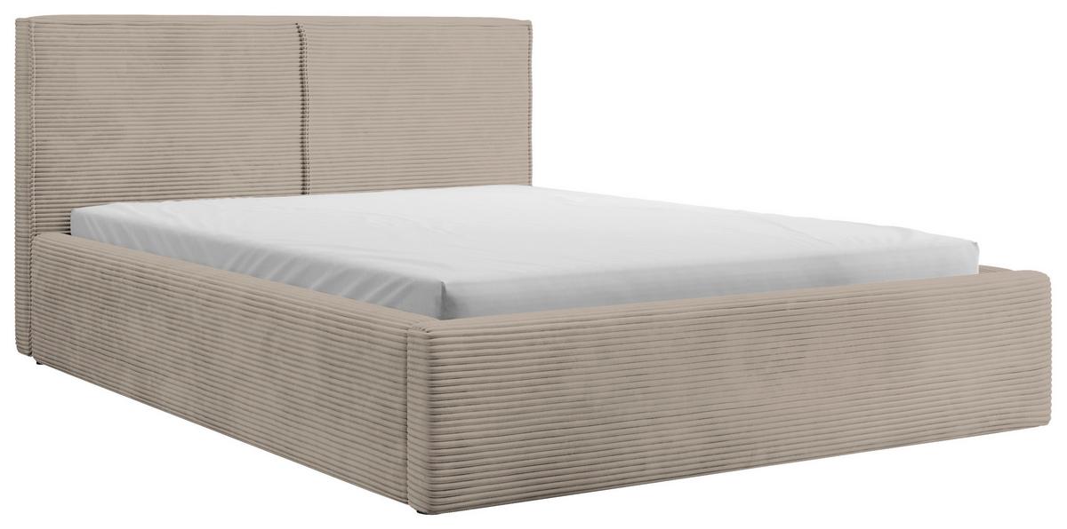 Oblazinjena Postelja Inez, Svetlo Rjava, 180x200cm - svetlo rjava/črna, Moderno, kovina/tekstil (180/200cm) - P & B