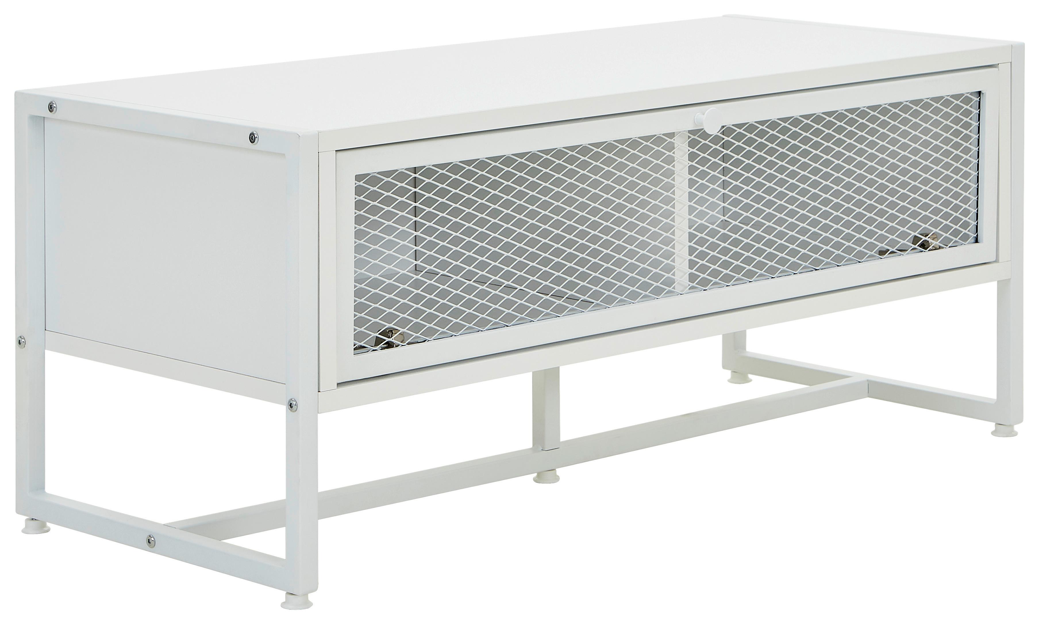 ŁAWKA Z PÓŁKĄ NA BUTY MELA - biały, Modern, metal/drewno (95/40/41cm) - P & B