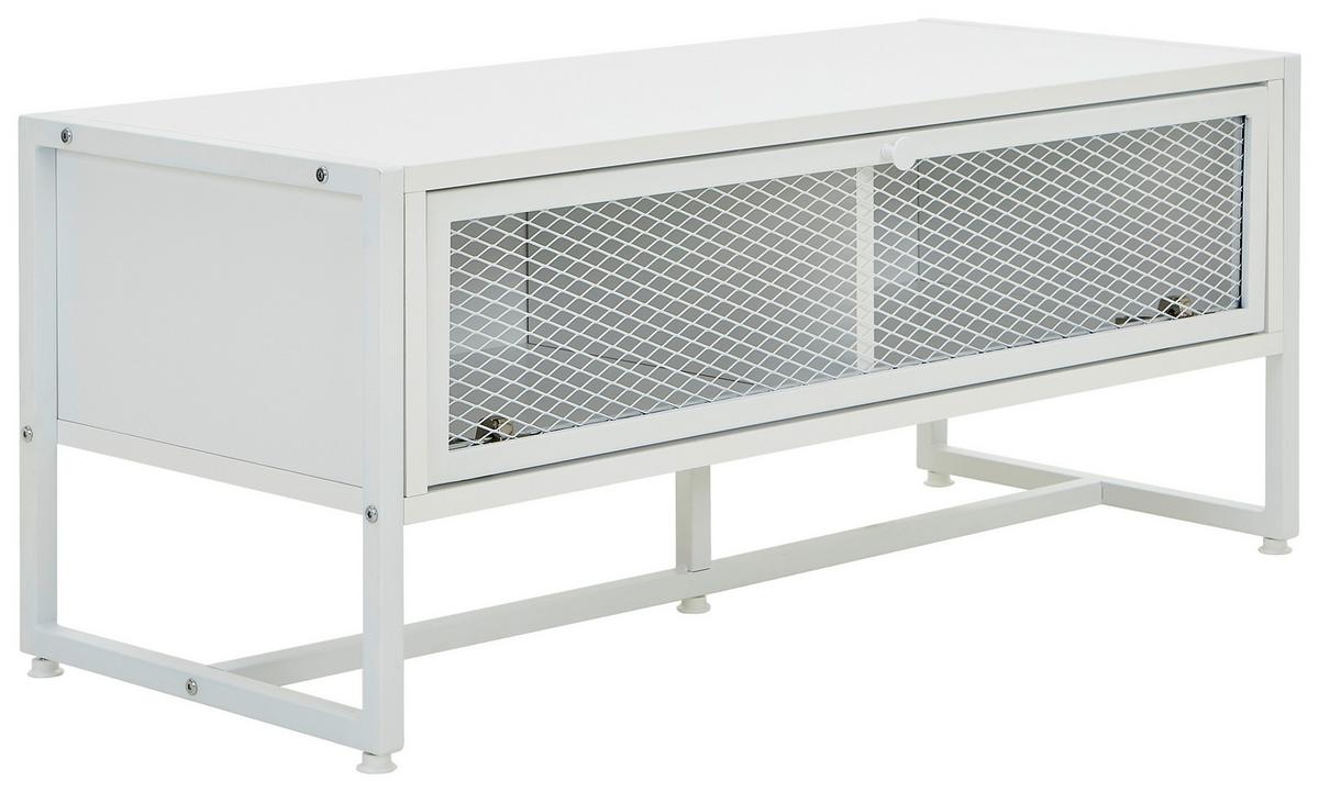 ŁAWKA Z PÓŁKĄ NA BUTY MELA - biały, Modern, metal/drewno (95/40/41cm) - P & B