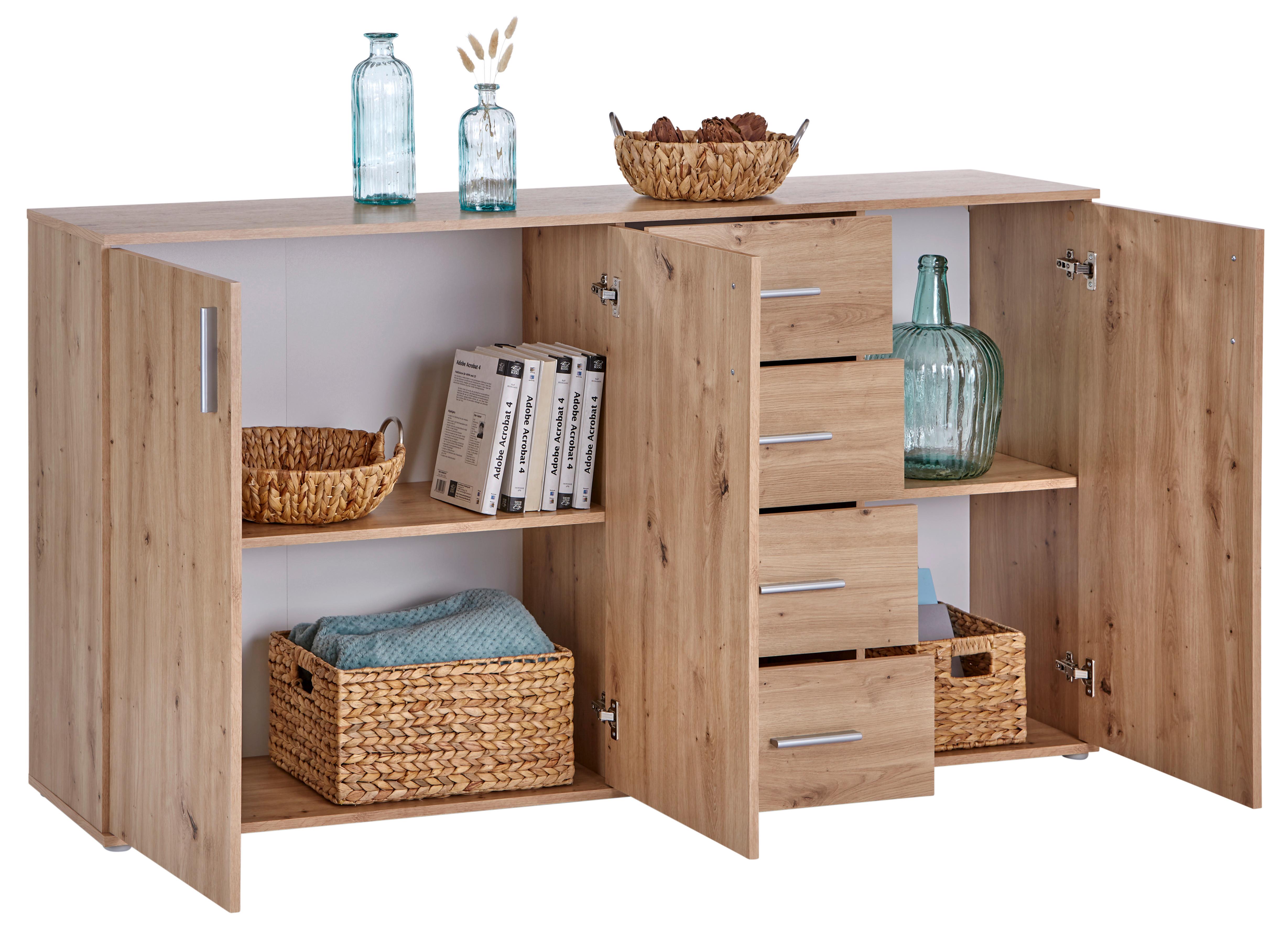 Komoda Ina 04 - barve aluminija, Moderno, umetna masa/leseni material (175,8/94,8/38,3cm) - Modern Living