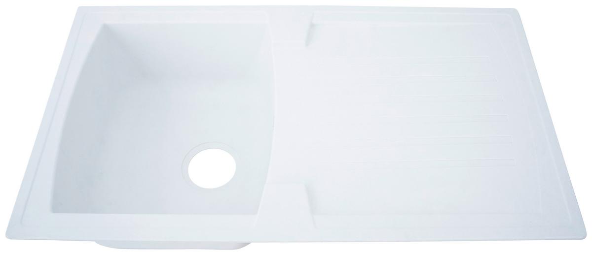 Spüle Boston Weiß Kunststein B: ca. 86 cm - Weiß, Trend, Glas/Kunststoff (86/20/50cm) - Respekta