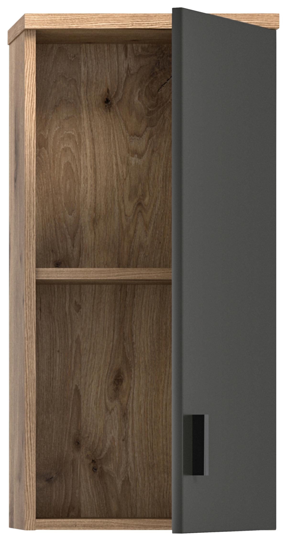 Badezimmer Grado 4-tlg. ca. 138 cm Eiche/Grau - Dunkelgrau/Weiß Hochglanz, MODERN, Glas/Keramik (138cm) - MID.YOU