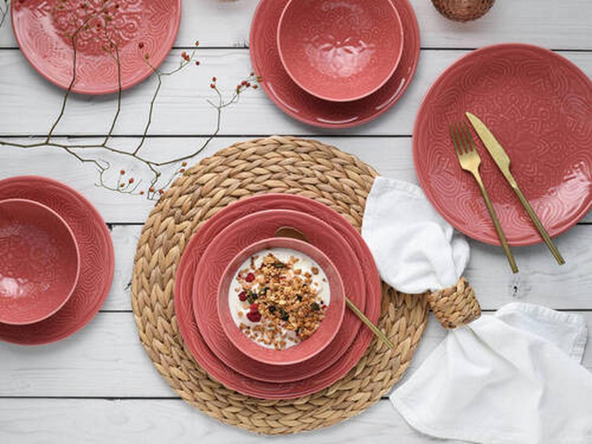 Jedilni Servis Orient Mandala, 18-Delni - temno roza, Trend, keramika - Creatable
