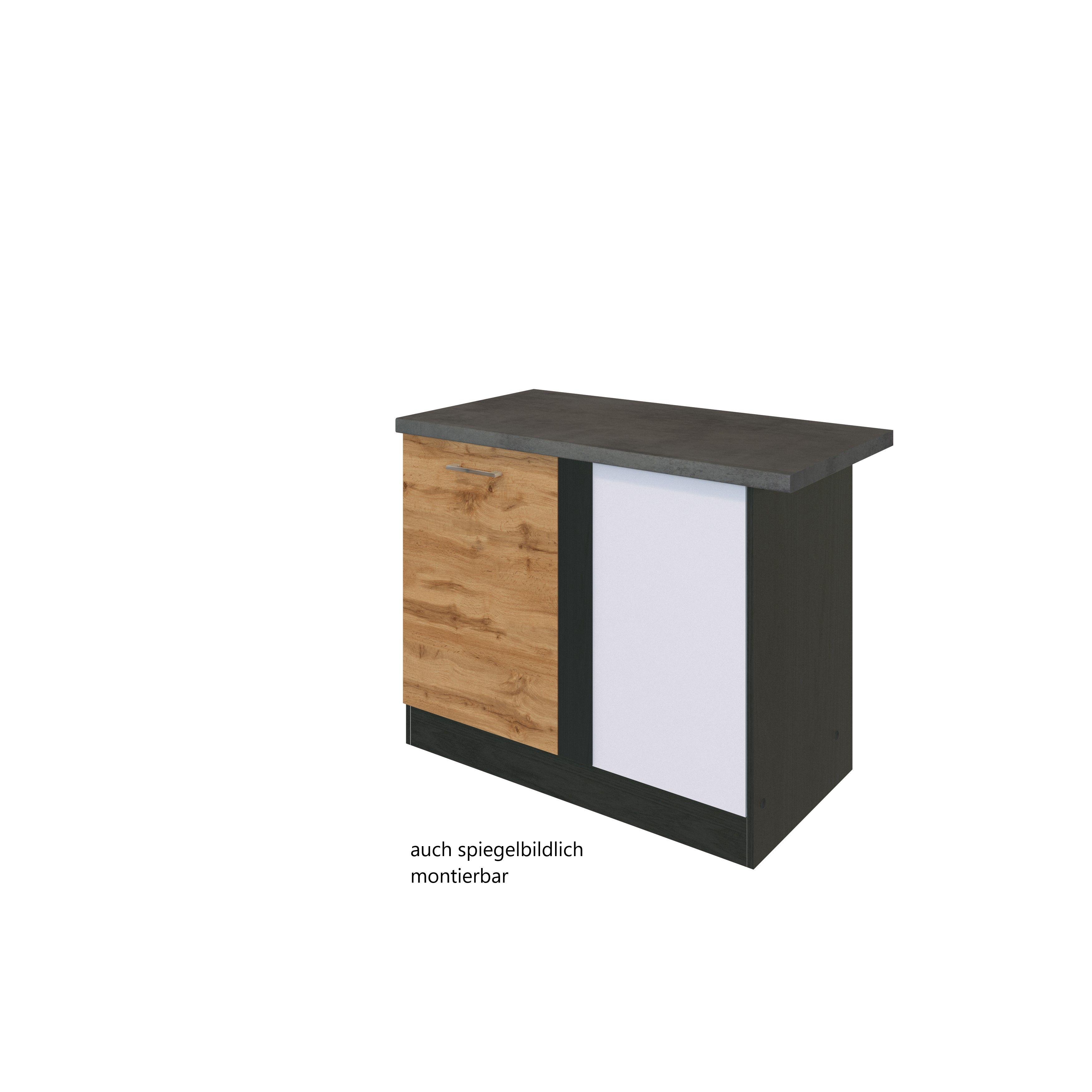 Held Eckunterschrank ca. 110 cm Eiche/Anthrazit - Chromfarben/Eichefarben, MODERN, Holzwerkstoff/Metall (110/85/60cm) - Held
