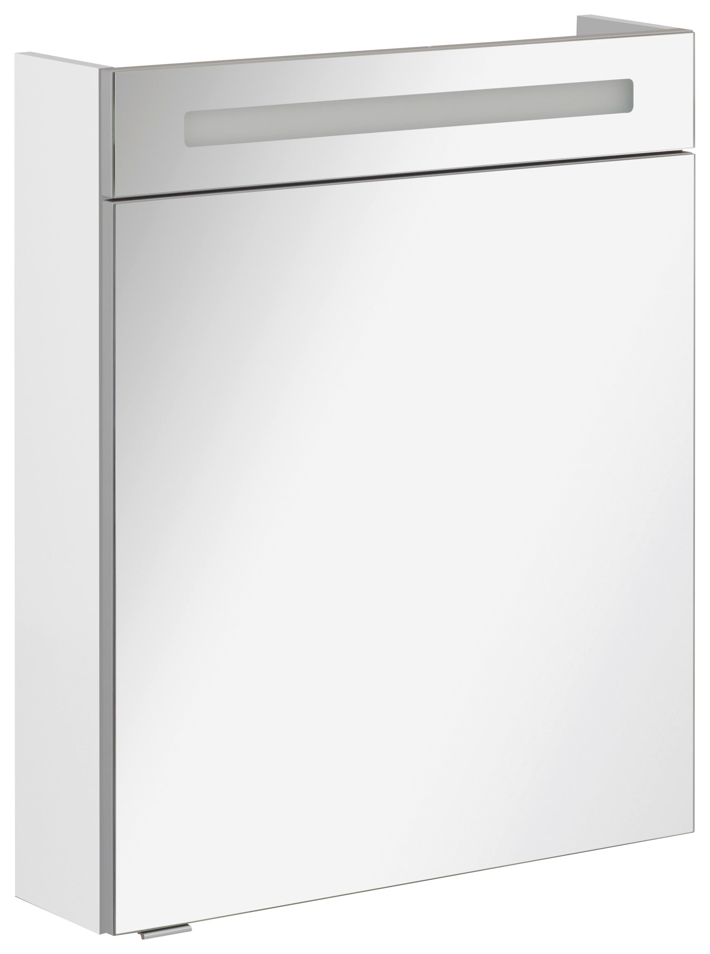 Spiegelschrank B. Clever mit LED 1-türig ca. 60x71 cm Weiß - Alufarben/Weiß, MODERN, Glas/Holzwerkstoff (60/71/16cm) - MID.YOU