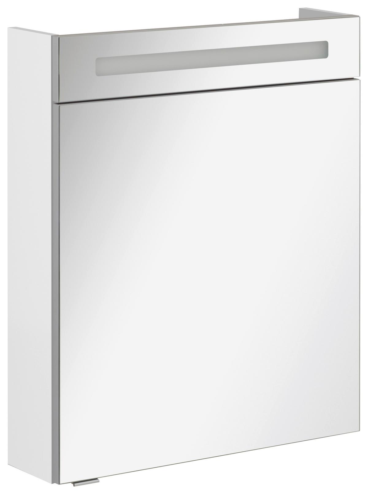 Spiegelschrank B. Clever mit LED 1-türig ca. 60x71 cm Weiß - Alufarben/Weiß, MODERN, Glas/Holzwerkstoff (60/71/16cm) - MID.YOU