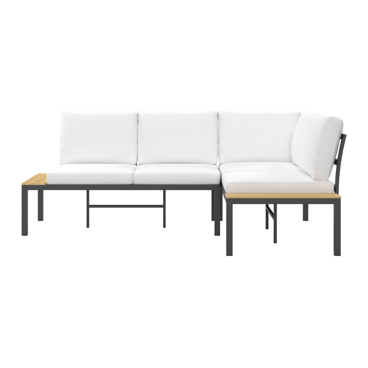 ENSEMBLE LOUNGE ARIANNA - Creme/Schwarz, Modern, Kunststoff/Textil (146/76/75cm) - Bessagi Garden