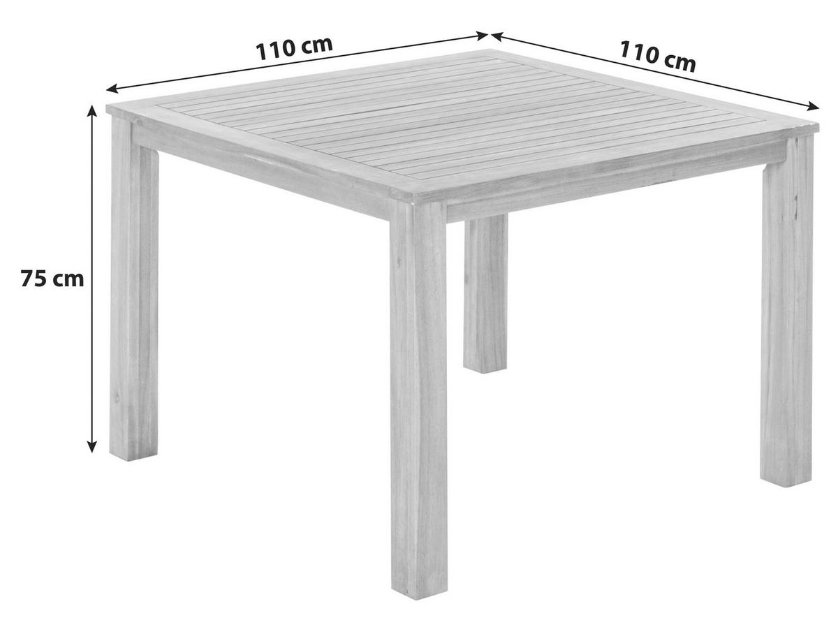 Gartentisch Paraiba Akazie Natur ca. 110x75x110cm - Akaziefarben, ROMANTIK / LANDHAUS, Holz (110/110/75cm) - Gardenson