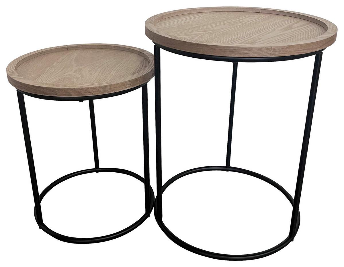 Mese auxiliare RENE - culoare natur/negru, Modern, lemn/metal (40/50/40cm) - Modern Living