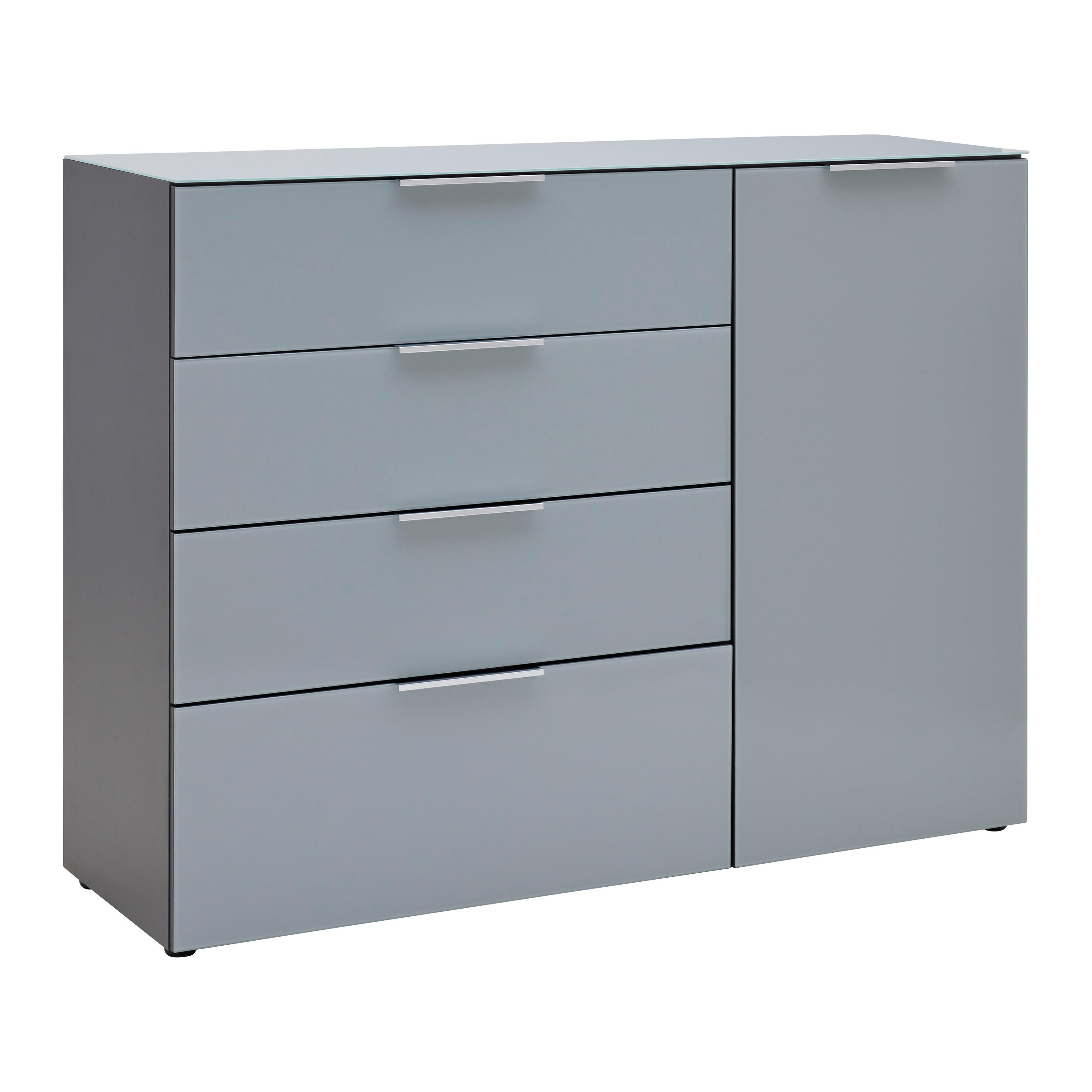 sideboard in Grau/Graphitfarben - couleur graphite/gris, Modern, verre/métal (134/102/42cm) - Premium Living