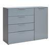 Sideboard Oakland in Grau/Graphitfarben - Chromfarben/Silberfarben, MODERN, Glas/Holzwerkstoff (134/102/42cm) - Premium Living