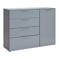 Sideboard Oakland in Grau/Graphitfarben - Chromfarben/Silberfarben, MODERN, Glas/Holzwerkstoff (134/102/42cm) - Premium Living