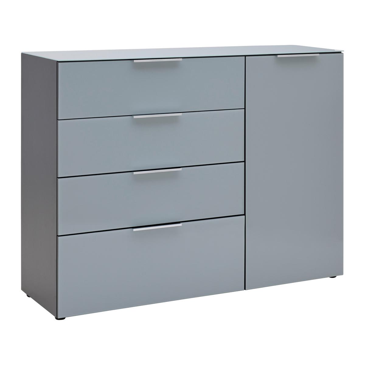 Sideboard Oakland in Grau/Graphitfarben - Chromfarben/Silberfarben, MODERN, Glas/Holzwerkstoff (134/102/42cm) - Premium Living