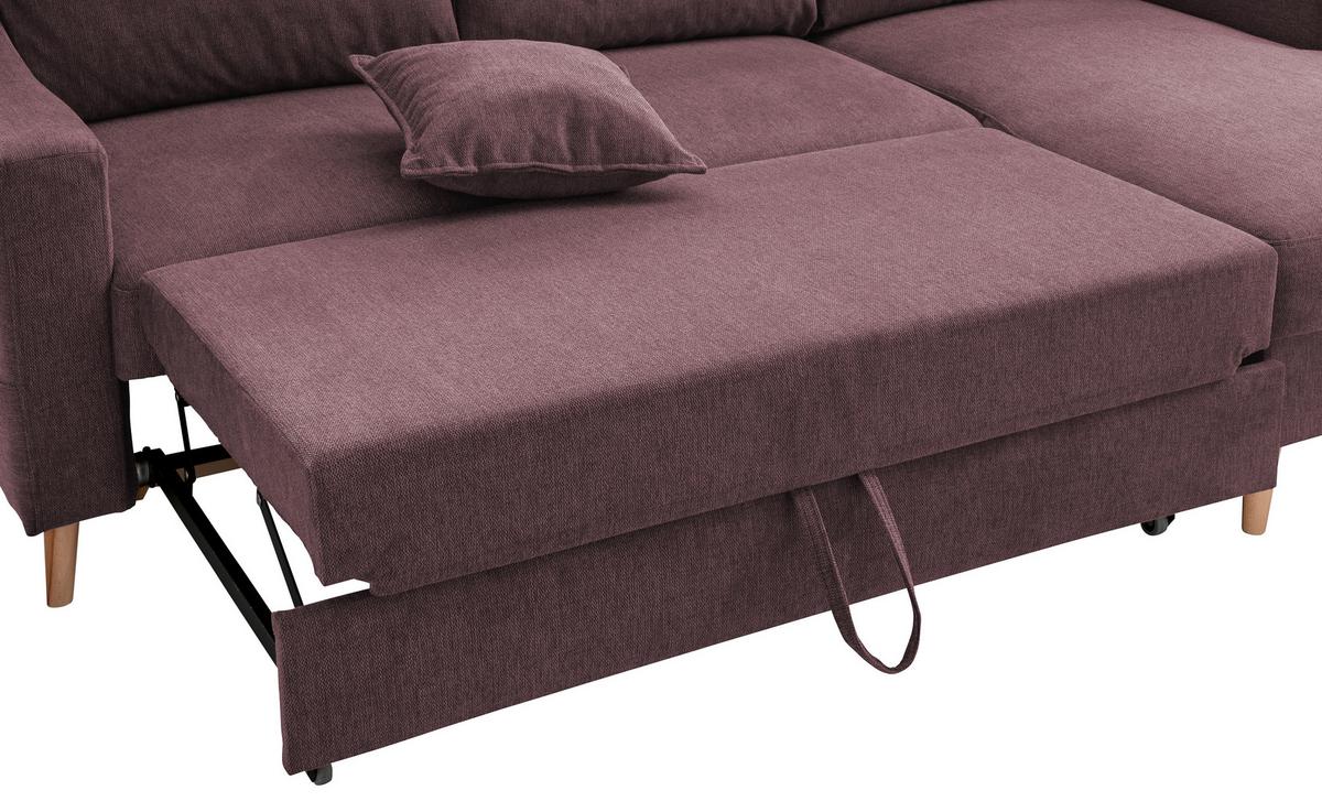 Wohnlandschaft Valentina Bordeaux Struktur - Bordeaux/Naturfarben, KONVENTIONELL, Holz/Textil (228/150cm) - P & B