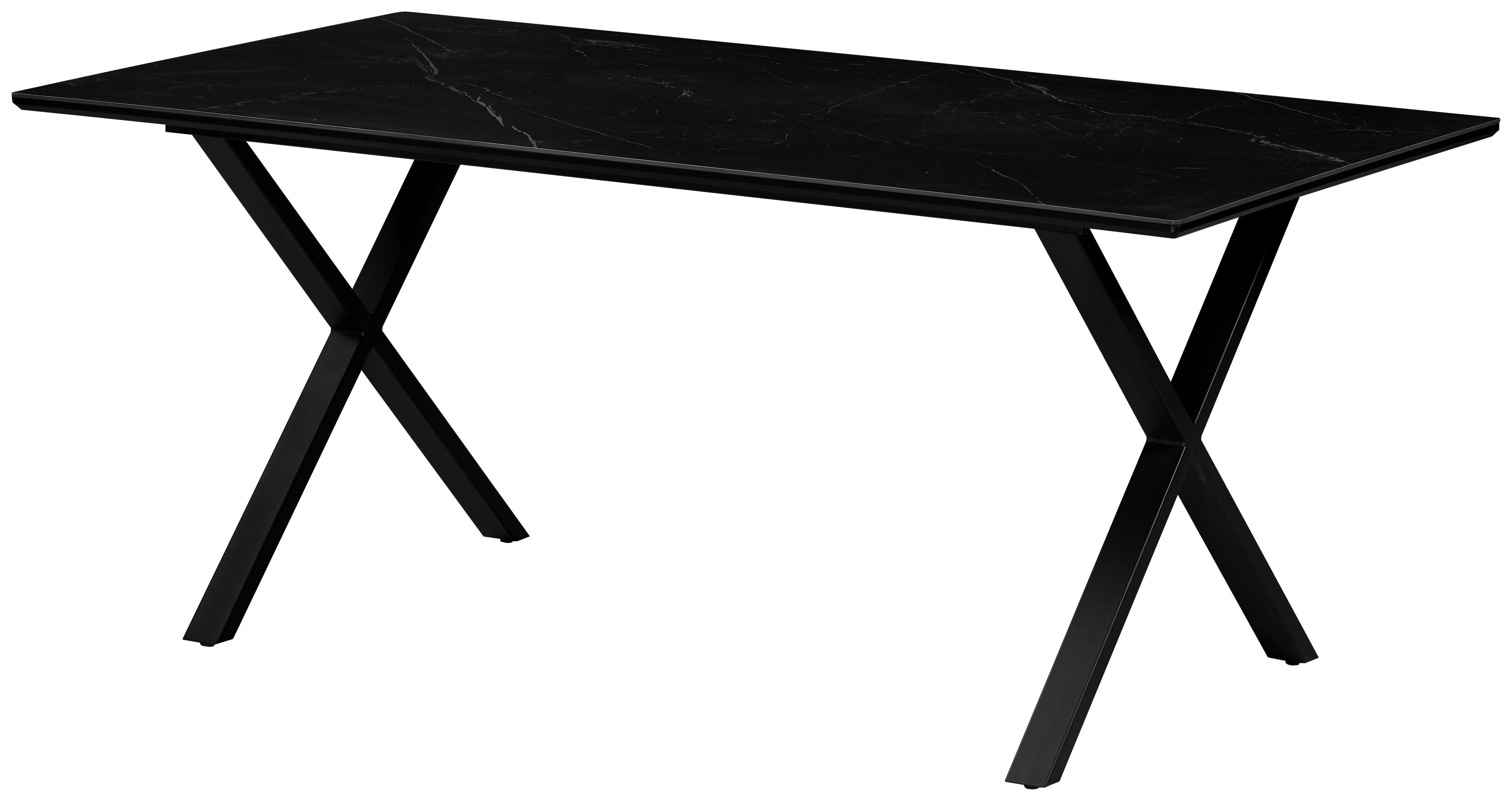 Esstisch Lorenzo Schwarz ca. 180x76x90cm - Schwarz, MODERN, Holzwerkstoff/Stein (180/90/76cm) - Mömax