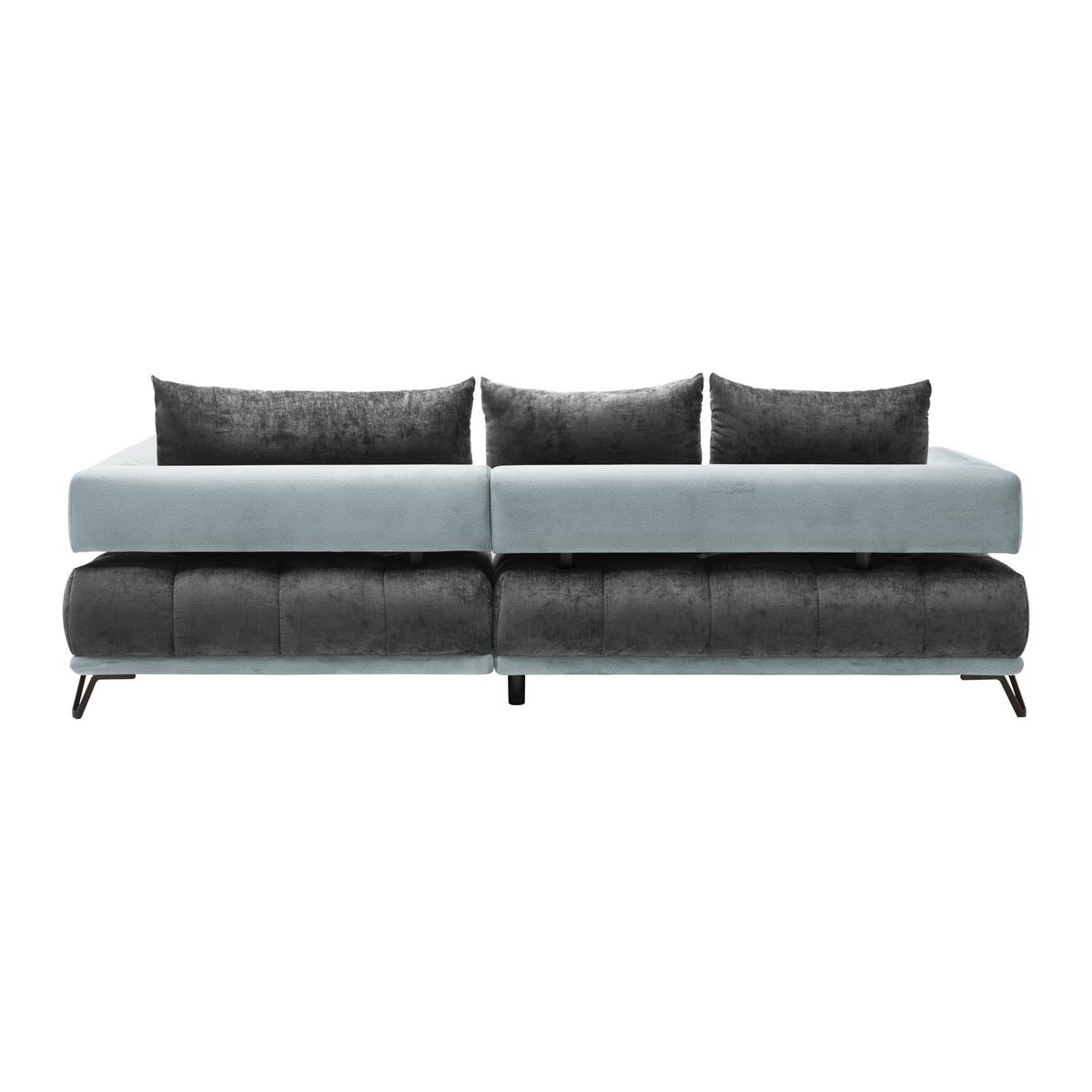 Ecksofa Morgan Silberfarben - Silberfarben/Schwarz, MODERN, Textil/Metall (262/67-87/184cm) - Mömax