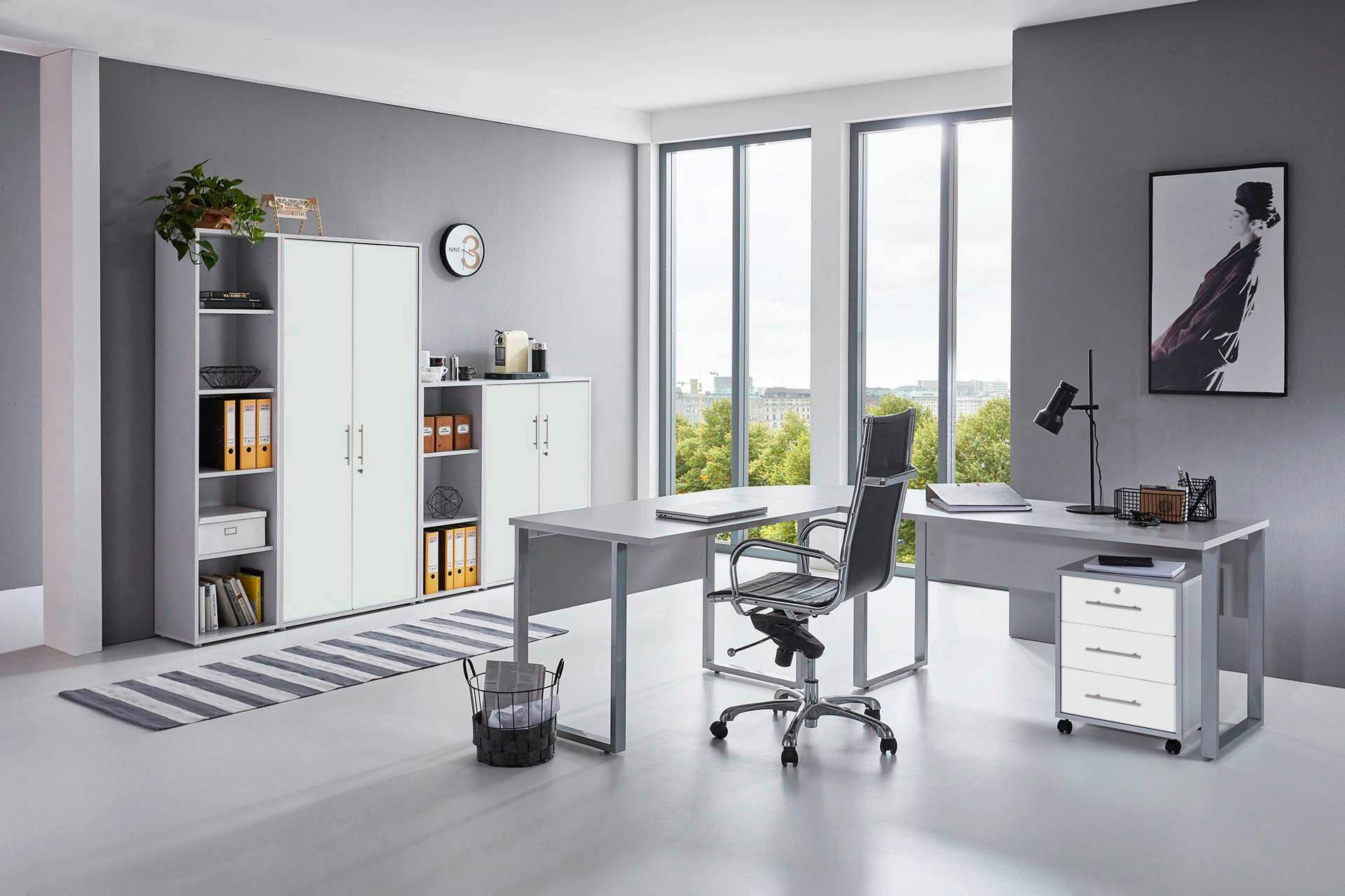 Büro Office Edition Set 4 Grau/Weiß - Weiß/Grau, MODERN, Holzwerkstoff - MID.YOU