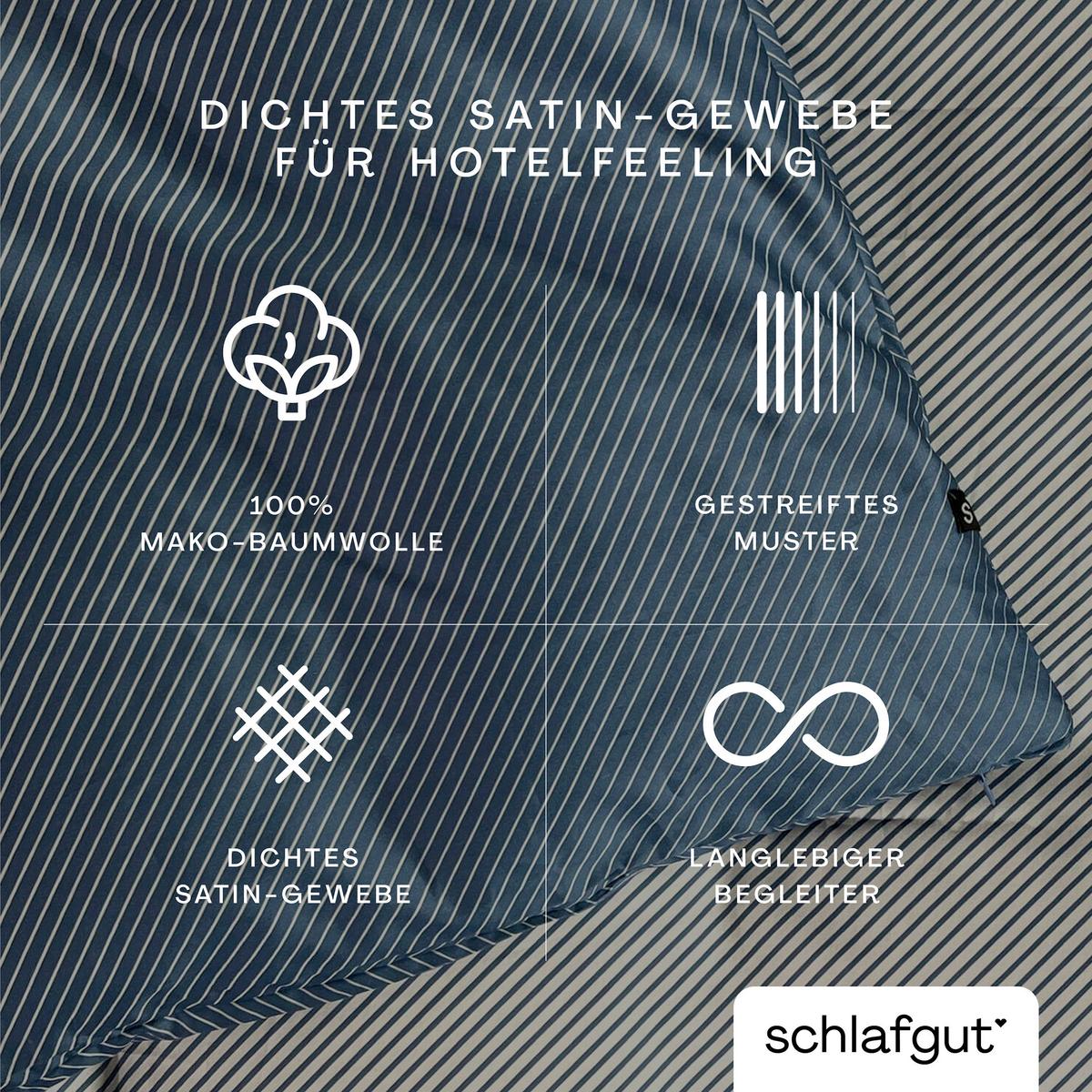 Kopfpolsterbezug Woven Satin Blau/Hellgrau ca. 40x80cm - Blau/Hellgrau, Basics, Textil (40/80cm) - Schlafgut