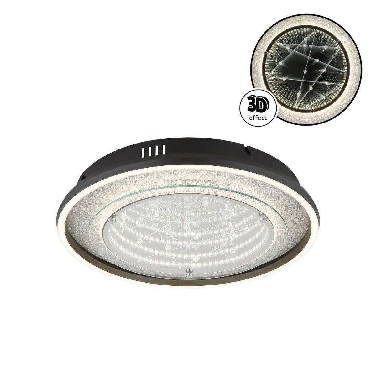 Led Stropna Svjetiljka Mirrora - bijela/srebrne boje, Design, staklo/metal (40/6,8cm) - Globo