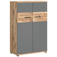 Kommode Mason ca. 80x122 cm Eiche/Grau - Eichefarben/Schwarz, Holzwerkstoff/Kunststoff (80/122/37cm) - MID.YOU