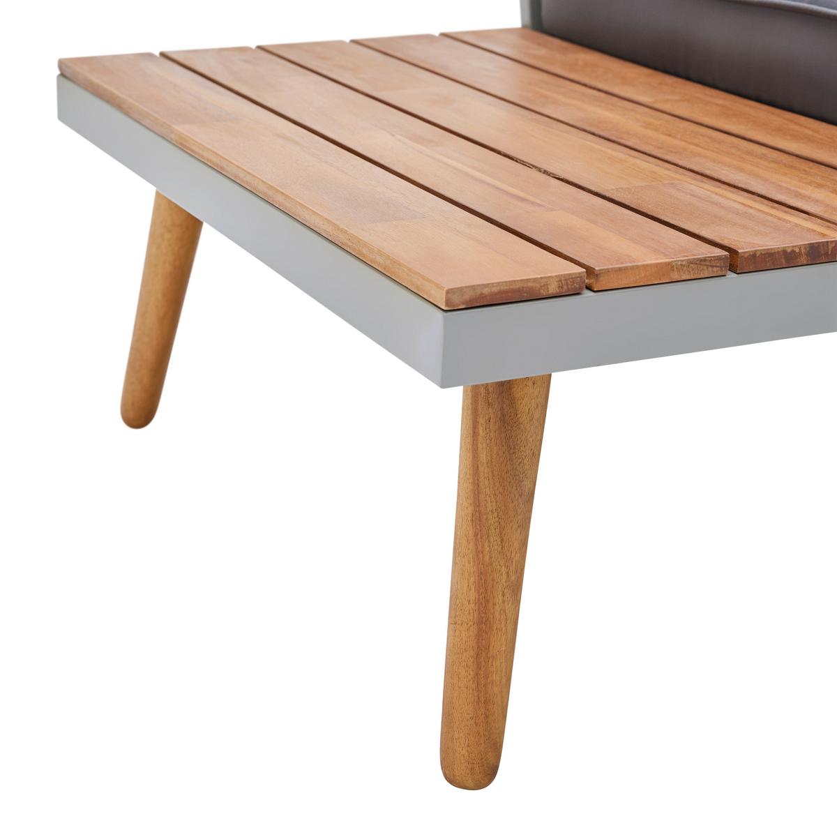 Loungegarnitur Lanciano Grau Akazie/Metall/Outdoorstoff - Dunkelgrau/Grau, MODERN, Holz/Metall (257/68/74cm) - Bessagi Garden