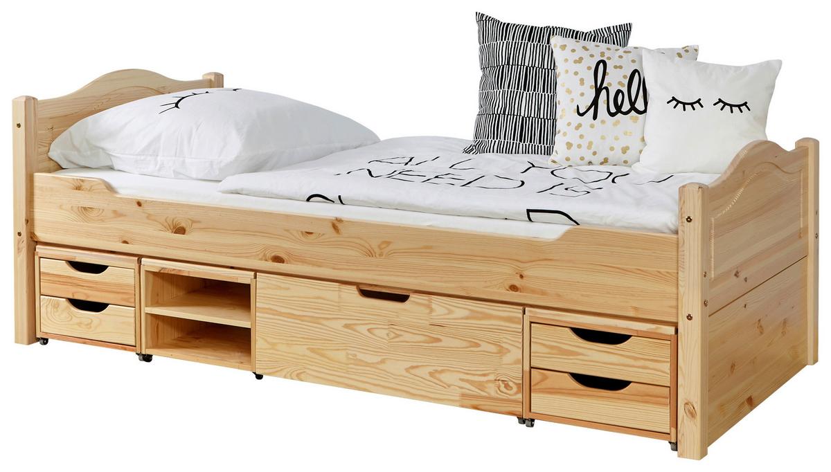 Postelja S Predalom Leni, Bor, Masivno - barve bora, Natur, les (100/200cm) - MID.YOU