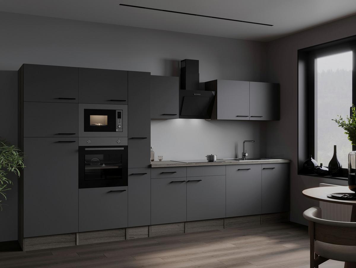 Kuhinjski Blok Z Aparati Oliver, 370cm - črna/siva, Design, kovina/leseni material (370cm) - Respekta