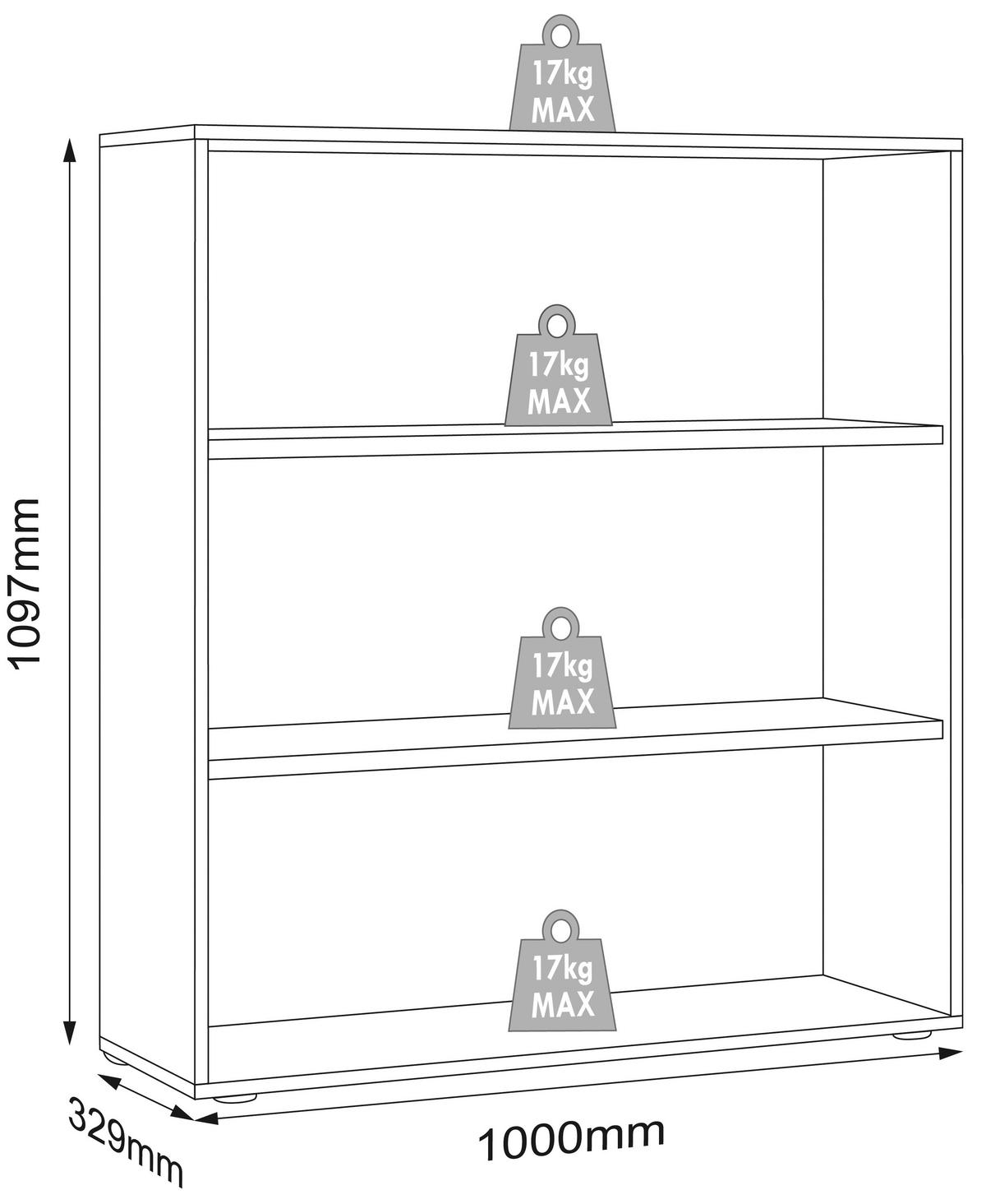AKTENREGAL SALIA B100 - Honigeiche/Weiss, Design, Holzwerkstoff/Kunststoff (100/110/33cm) - MID.YOU