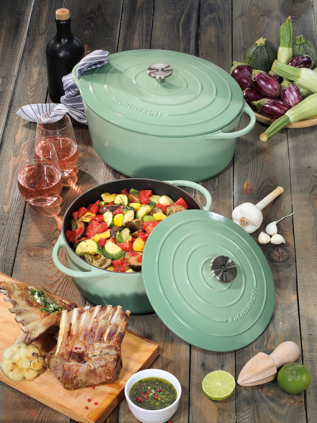 GARNEK DO ZAPIEKANIA 0402000333 - jadeitowa zieleń, Basics, metal (38,6/26cm) - KÜCHENPROFI