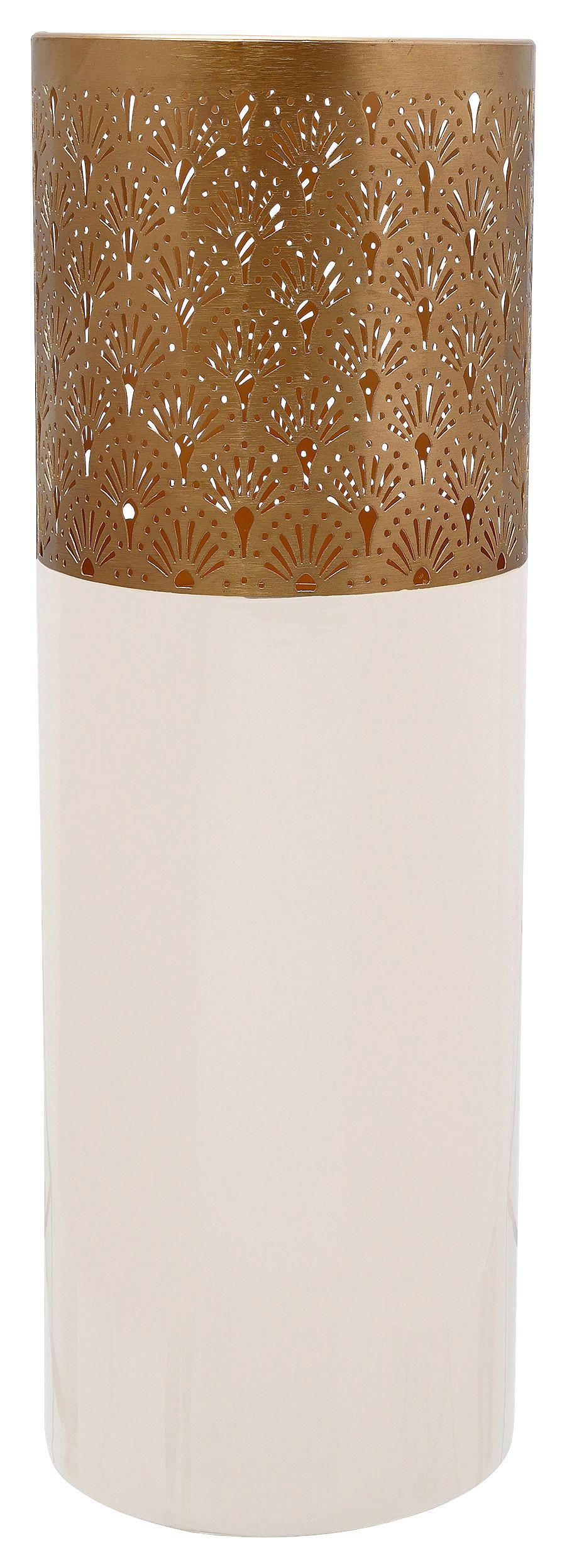 Bodenvase Art Deco Goldfarben/Hellrosa - Hellrosa/Goldfarben, Trend, Metall (20/60cm) - Kayoom