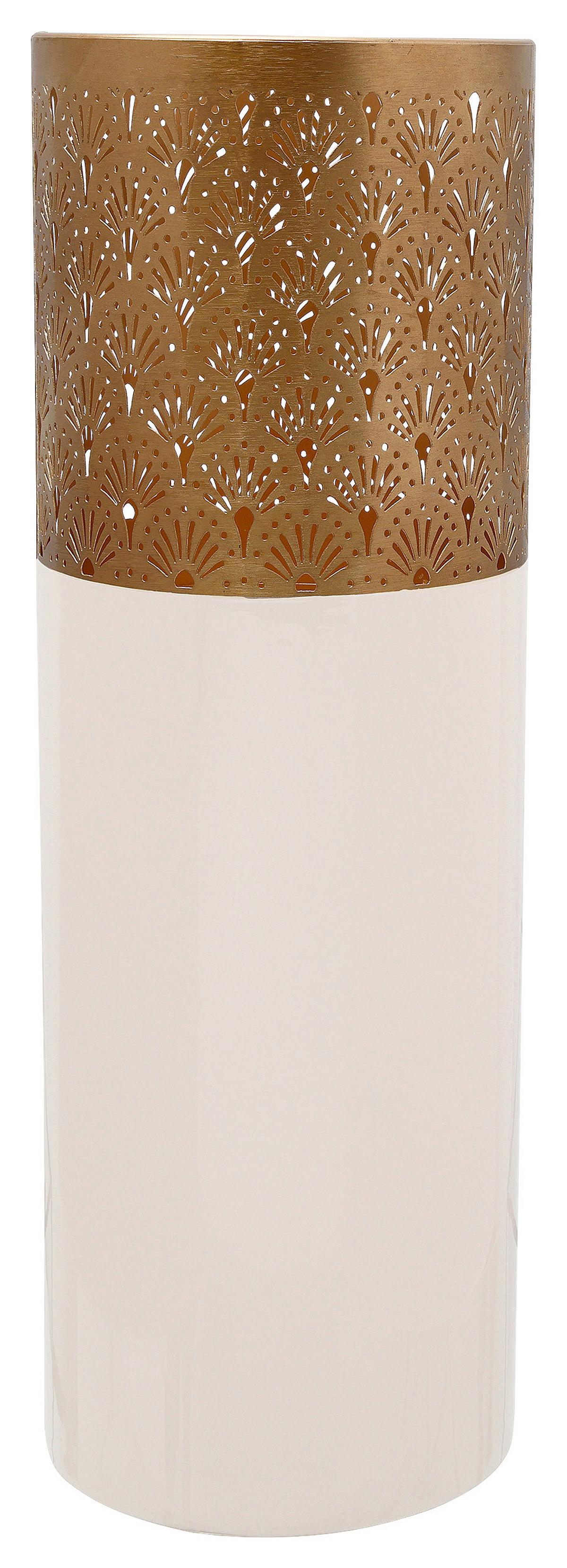 Bodenvase Art Deco Goldfarben/Hellrosa - Hellrosa/Goldfarben, Trend, Metall (20/60cm) - Kayoom