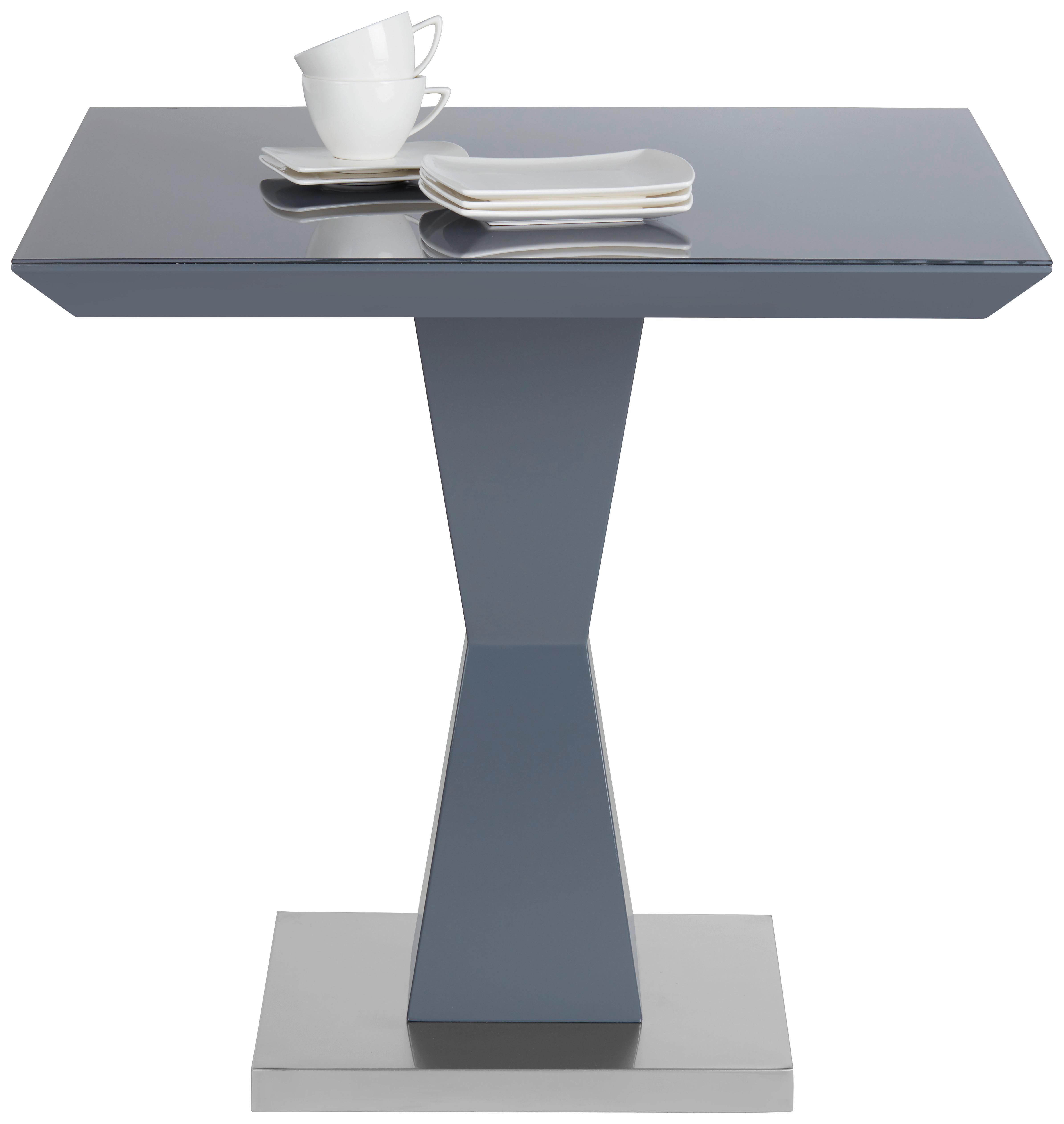 Esstisch in Grau aus Edelstahl - Edelstahlfarben/Grau, Modern, Glas/Holzwerkstoff (80/80/76cm) - Modern Living