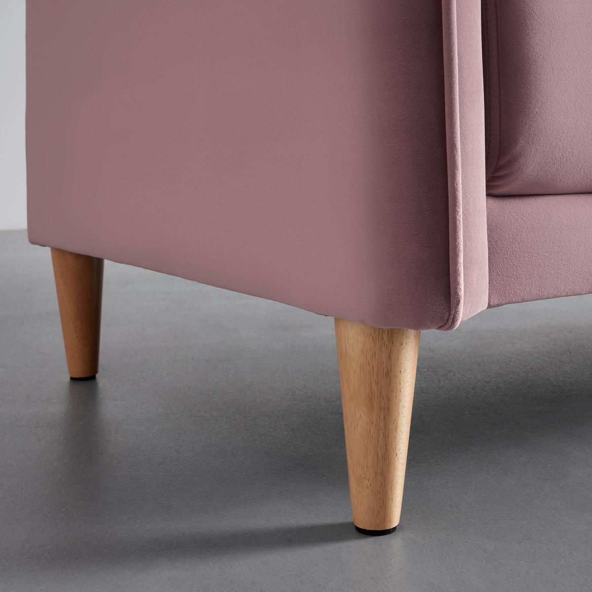 Sofa Livia Rosa Samt - Rosa/Naturfarben, MODERN, Holz/Textil (176/78/76cm) - Bessagi Home
